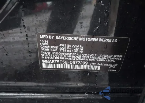 2015 BMW 328I Gran Turismo xDrive z USA, uszkodzony, nr VIN WBA8Z5C58FD672299